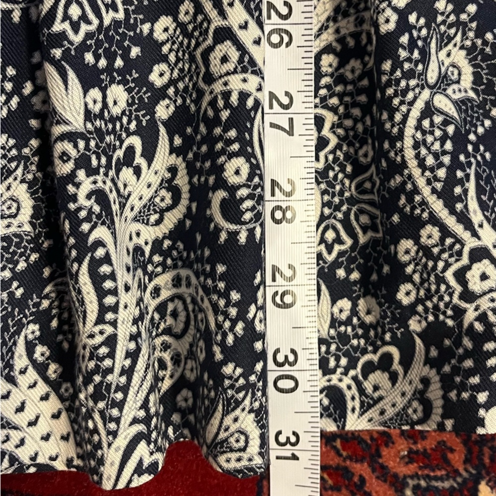 Liz Claiborne Paisley Midi Skirt Navy Blue White Size 6 Petite - Picture 7 of 7